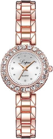 CdyBox Classic Alloy Strap Ladies Watch with Crystal Bracelet Watches Set Quartz Wristwatches for Women Great Gifts in Kuwait