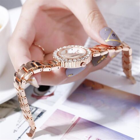 CdyBox Classic Alloy Strap Ladies Watch with Crystal Bracelet Watches Set Quartz Wristwatches for Women Great Gifts in Kuwait