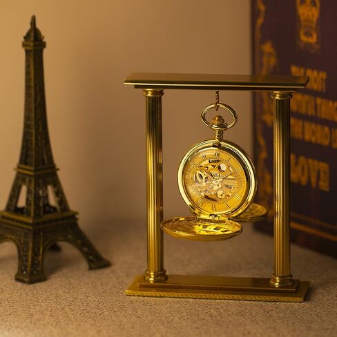 SIBOSUN Pocket Watch Skeleton Mechanical Double Case Hand-Wind Roman Numerals Antique Chain Mens in Saudi Arabia