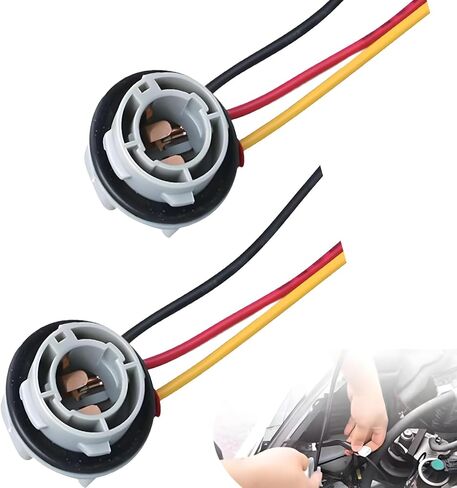 2 PCS Car Light Socket Wire Harness, 1157 BAY15D LED Bulbs Socket Holder Turn Signal Socket with Extended Pigtail, Universal for Cars Bulb Mounting Assembly Replacement (Gray) in Kuwait
