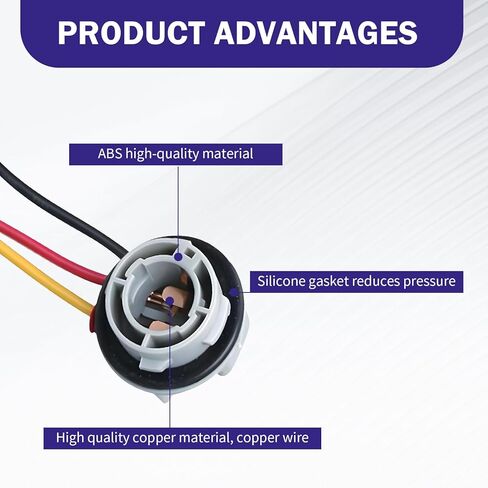 2 PCS Car Light Socket Wire Harness, 1157 BAY15D LED Bulbs Socket Holder Turn Signal Socket with Extended Pigtail, Universal for Cars Bulb Mounting Assembly Replacement (Gray) in Kuwait