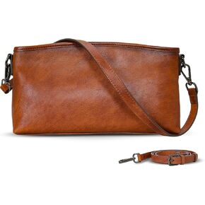 HESHE Leather Crossbody Bags for Women Lightweight Shoulder Purse Zipper Soft Vintage Satchel Handbags Travel Purse