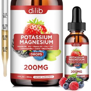 Triple Magnesium Complex Supplement, Magnesium Glycinate, threonate, Citrate Liquid Drops 200mg with Ashwagandha, CoQ10, Vitamin B6, C, D, Zinc - Vegan Mix Berry Flavor