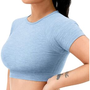 YEOREO Amplify Seamless Short Sleeve Women's Crop Top Gym Yoga Tops Workout Shirts Tee