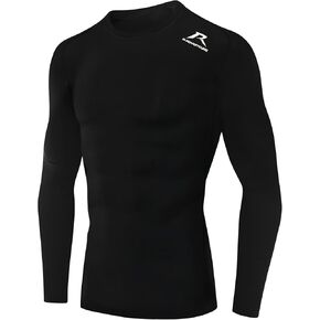 T-Shirt Long Sleeve Rashguard Compression fit Men's Black Workout