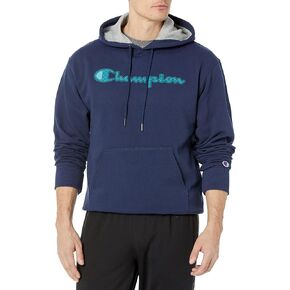 Champion Men's Powerblend Fleece Hoodie, Faux Quilt Scrip