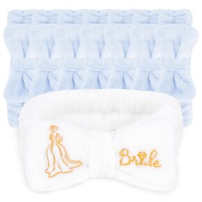 YARIEW Bachelorette Party Favors, Bride Spa Headband Set Include 1 Pcs Bride White Headband and 7 Pcs Bridesmaid Blue Headband Spa Party Supplies Bridal Shower Gifts Wedding
