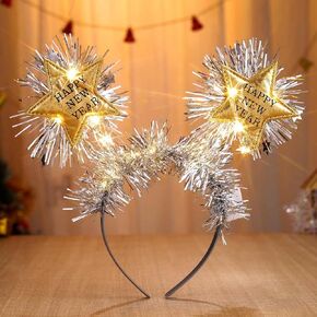 Christmas Headband Light-up Xmas Headpieces Glowing Bow Headwear for Women New Year Party Costume Hair Accessories