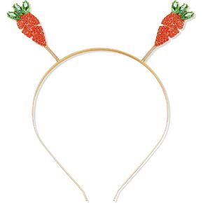 Easter Headband Rhinestone Carrot Hairband Bunny Headband for Women Easter Costume Hair Hoop Party Accessories