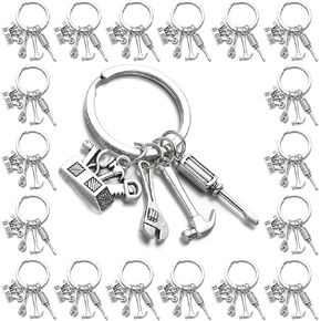 PHAETON 20PCS Toolbox Pendant Keychain Screwdriver Pendant Keychain Wrench Pendant Keychain Hammer Pendant Keychain for Dad, Father’s Day Birthday Gifts