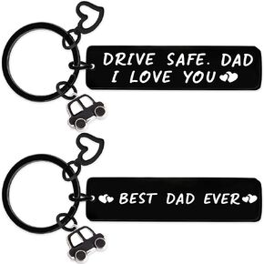 Drive Safe Keychain Gifts from Daughter - Best Dad Ever I Love You Keyring for Dad, for Birthday Christmas Thanksgiving Father's Day New Year Gift