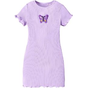 SHENHE Girl's Knitted Mini Dress Casual Short Sleeve Butterfly A Line Bodycon Pencil Dress