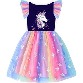 VIKITA Girls Dresses Summer Party Blue Tutu Dress for 2-12 Years Kids
