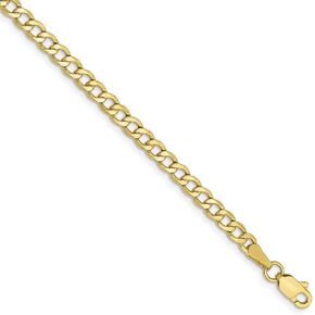 10k Yellow Gold 3.35mm Curb Cuban Link Chain Necklace - with Secure Lobster Lock Clasp