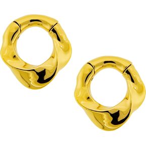 6GA 316L Stainless Steel Wavy Twisted Hinged Clicker Rings for Stretched Piercings, Sold as a Pair