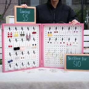 Large Earring Display for Vendors - Portable High Capacity Jewelry Stand, Stylish Wood Organizer for Events, Elegant Ear Stud & Ring Showcases, Ideal Presentation Solution