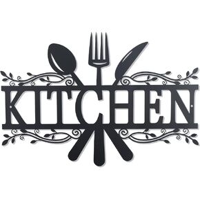 OYEFLY Metal Rustic Kitchen Decor Signs,Country Farmhouse Dining Room Wall Decor (Black)