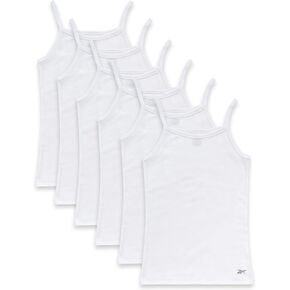 Reebok Girls' Camisole Undershirt - 3/6 Pack Super Soft Cotton Tank Tops Cami Undershirt - Breathable Girls Tank Tops (2T-16)