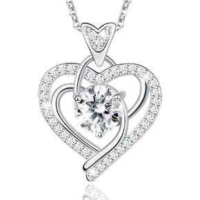 Heart pendant necklace Birthday gifts for wife, Certified Moissanite Silver Necklace for women, birthday gifts jewelry for women, Perfect wife christmas gift ideas