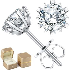 Earrings for Women, Gifts for Wife Mom, 0.6 carat-3 carat Moissanite Stud Earrings, Anniversary Jewelry Present for Wife, Birthday Valentines Gifts