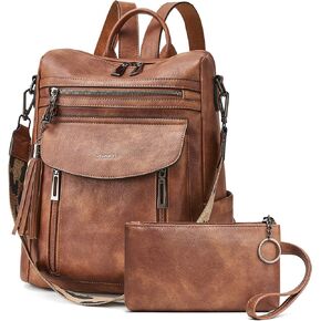 Shrrie Backpack Purse for Women Fashion Leather Backpack Purse Designer Travel Backpack Convertible Shoulder Bag with Wristlet for Work College