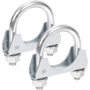 2Pcs 2-1/8" 54mm Stainless Steel Exhaust U Clamp with Saddle Flange Heavy Duty Silencer Exhaust Clips U-Bolt Muffler Tip Exhaust Clamp U-Bolt Clamps for Machinery Automotive Exhaust Tail Pipe