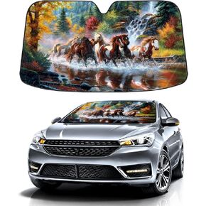 Car Windshield Sunshade 55"x30" Cute Funny Cartoon Grim Reaper Sun Visor Shield Block UV Rays Auto Front Window Red Sun Shade Cover, Car Interior Accessories Sun Protection for SUV