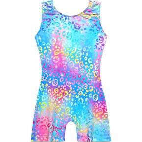 Girls Gymnastics Leotards Sleeveless Tumble Biketards One Piece Dance Unitards with Short