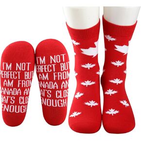 MBMSO 2 Pairs Canada Socks Canadian Maple Leaf Gifts Canadian Pride Gifts Canada Theme Socks Canada Travel Gifts Moose Socks