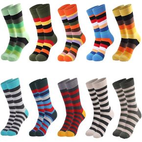 Men's Dress Socks Fun socks Comfortable Soft Business cotton Casual Crew Colorful striped socks One Size Multi-pack in Saudi Arabia