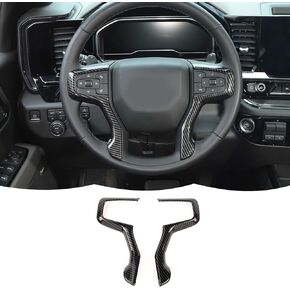 Carbon Fiber Steering Wheel Trim Cover Decoration Kit Interior Accessories for Chevrolet Silverado 2019-2023,for Chevrolet Tahoe 2021-2023,for Suburban SUV 2020-2023