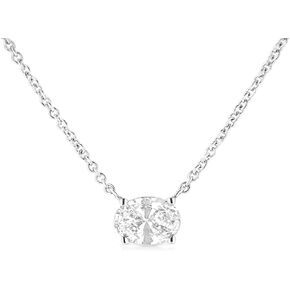 IGI Certified 10K White Gold 1/2 cttw Lab Grown Oval Shape Solitaire Diamond East West 18" Pendant Necklace (E-F Color, VS1-VS2 Clarity)