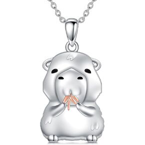PROESS Capybara Necklace for Women Daughter Sterling Silver Capibara Necklace Gifts Capybara Jewelry Gifts for Birthday Christmas Graduation Gift