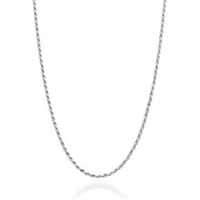 Miabella Italian 925 Sterling Silver, 18K Over Sterling Silver 1.5mm Diamond-Cut Rope Chain Necklace for Women Men | Made in Italy