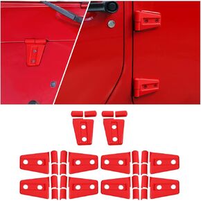 10PCS Door Hinge Covers Hood Hinge Covers Trim Accessories for Jeep Wrangler JK JKU Sport Rubicon Sahara 2007-2018 (Red)