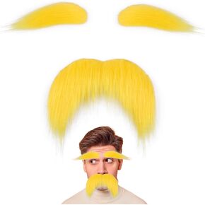 Fake Mustache and Eyebrows Self Adhesive Fake Beard Novelty Costume Facial Hair for Cosplay Halloween Party