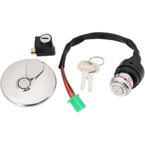 ECSiNG 1 Set of Motorcycle Ignition Switch Key Electric Door Lock Fuel Tank Cover with 4 pin Compatible with Suzuki GN125 GN250 TS125 TS185