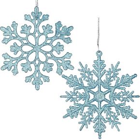 DearHouse 36Pcs Christmas Glitter Snowflake Ornaments Clearance, 4 Inch Plastic Snowflake Christmas Tree Ornaments for Winter Wonderland Christmas Party Decorations, Silver