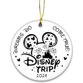 Family Vacation Trip Ornament for 2024, Magic Kingdom Park Castle with Fireworks, Castle Fireworks Ornament 2024 (Castle Fireworks)