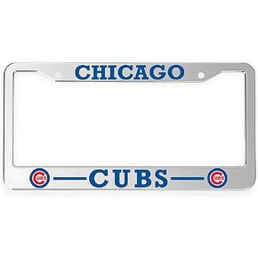 Peace&Love for Cubs License Plate Frames 2 Pack, Silver License Plate Holder Metal, Universal American Tag Frames for All Cars,Waterproof and Anti-Rust, Regular Size