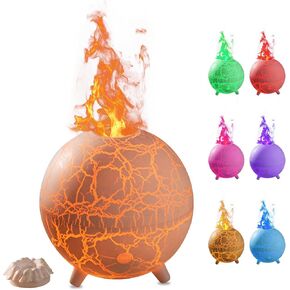 Volcano Humidifier Flame Diffuser: 200ML 7 Colors Flame Aromatherapy Diffuser Waterless Auto-Off Essential Oil Humidifier with Flame Effect for Home & Office