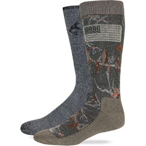Realtree RT Men's Merino Wool Blend Boot Socks, 2 Pairs Mocha Camo LARGE