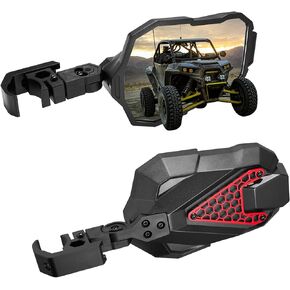 UTV Side Mirrors, UTV Rear View Mirror Compatible with Polaris RZR Can-Am Maverick X3 Honda Pioneer SXS Kawasaki Mule Talon Teryx CFMOTO Accessories UTV Side View Mirror for 1.5"-2" Roll Bar