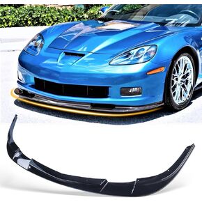 Front Bumper Lip Fit for Chevy Corvette C6 Base ZR1 2005-2013 Extended Style Chin Splitter Spoiler Diffuser Protector Guard Wing Body Kit Air Dam Corvette C6 Accessories(Glossy Carbon Fiber)