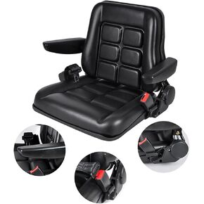 Forklift Seat Forklift Seat, Universal Tractor Seat Adjustable Backrest and Slide Rail Waterproof PVC Mower Seat, for Tractor Excavator, Forklift, Skid Loader, Backhoe Dozer Telehandler