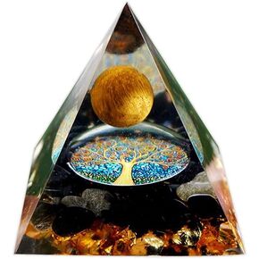 Ogan Pyramid Energy Natural Protection Stone, Negative Energy Remover Blessing Home Office Ornaments Decoration，Pyramid Ogan Crystal Energy Tower Nature Reiki Chakra Crushed Stone (C)