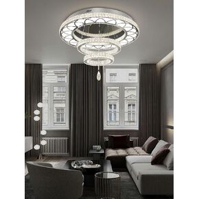 Flashing God Dia 32" Modern Crystal Chandelier Crystal Black Ceiling Light Fixtures LED Flush Mount Ceiling Light for Living Room Bedrooms Dining Room Dimmable 2700k 4500k 6000k