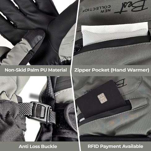 Ski Snow Winter Gloves Women Men with Hand Warmers, Touchscreen Fingers, Waterproof Windproof, -20℉ Cold Weather, Insulated Breathable in Saudi Arabia