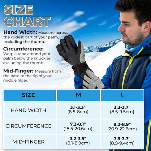 Ski Snow Winter Gloves Women Men with Hand Warmers, Touchscreen Fingers, Waterproof Windproof, -20℉ Cold Weather, Insulated Breathable in Saudi Arabia