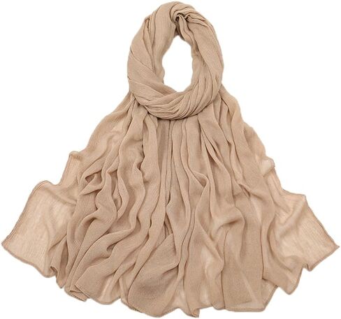 Crinkle Hijabs Scarf Solid Viscose Headscarf Wraps Muslim Women Hijab Islamic Turban Headbands in Kuwait
